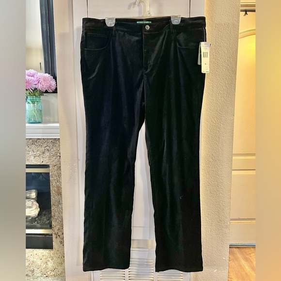 Lauren Ralph Lauren Slimming Fit Velvet Ankle Pants Black NWT Size 16 - Picture 2 of 5